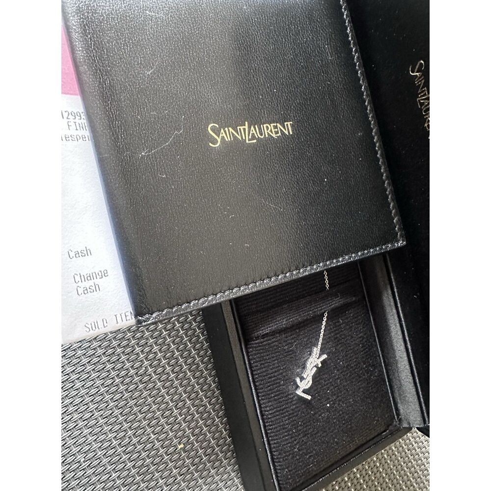 YSL 18K Solid White Gold & Diamond Cassandre Threader Single Earrings COA Box